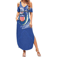 Personalised American Samoa Flag Day Family Matching Summer Maxi Dress and Hawaiian Shirt Fautasi Race Fagatogo-Iseula O Le Moana Sailfish Tribal Style