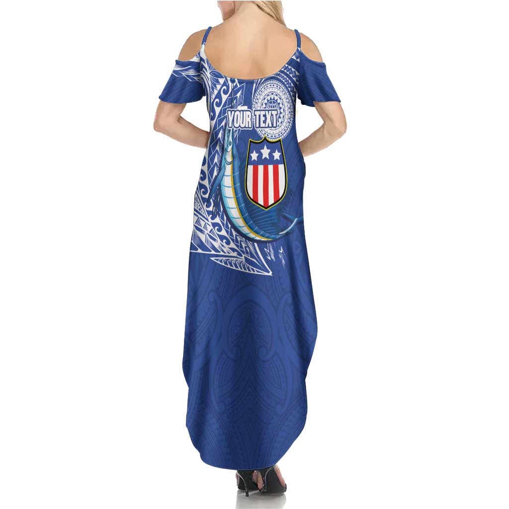 Personalised American Samoa Flag Day Family Matching Summer Maxi Dress and Hawaiian Shirt Fautasi Race Fagatogo-Iseula O Le Moana Sailfish Tribal Style