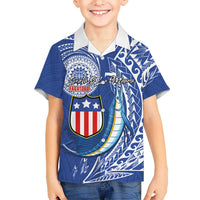 Personalised American Samoa Flag Day Family Matching Summer Maxi Dress and Hawaiian Shirt Fautasi Race Fagatogo-Iseula O Le Moana Sailfish Tribal Style