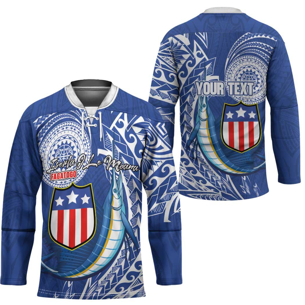 Personalised American Samoa Flag Day Hockey Jersey Fautasi Race Fagatogo-Iseula O Le Moana Sailfish Tribal Style