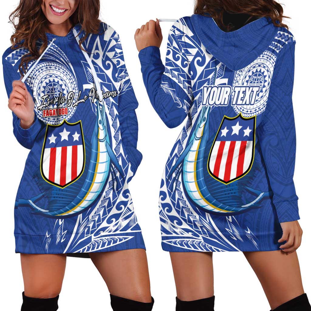 Personalised American Samoa Flag Day Hoodie Dress Fautasi Race Fagatogo-Iseula O Le Moana Sailfish Tribal Style