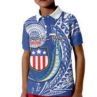 Personalised American Samoa Flag Day Kid Polo Shirt Fautasi Race Fagatogo-Iseula O Le Moana Sailfish Tribal Style