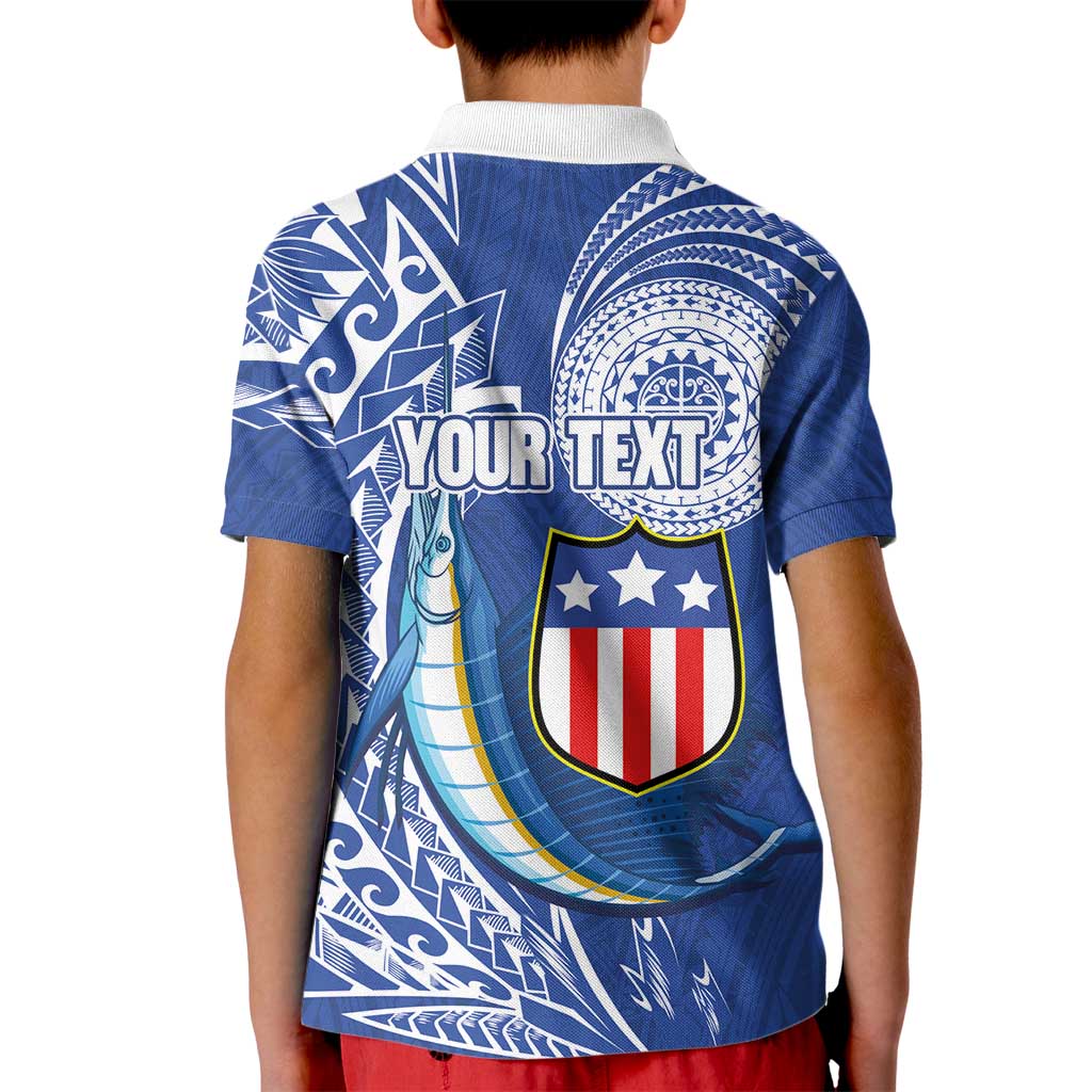 Personalised American Samoa Flag Day Kid Polo Shirt Fautasi Race Fagatogo-Iseula O Le Moana Sailfish Tribal Style