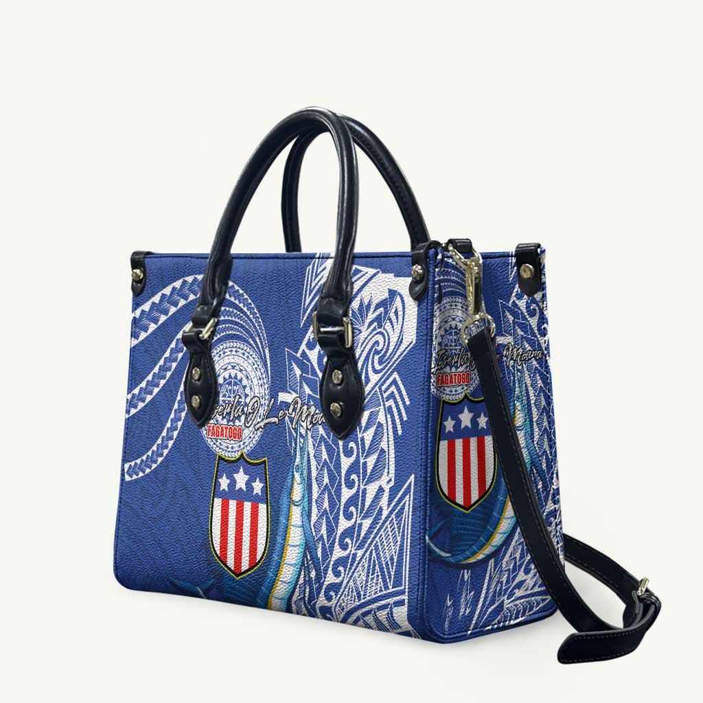 American Samoa Flag Day Leather Bag Fautasi Race Fagatogo-Iseula O Le Moana Sailfish Tribal Style