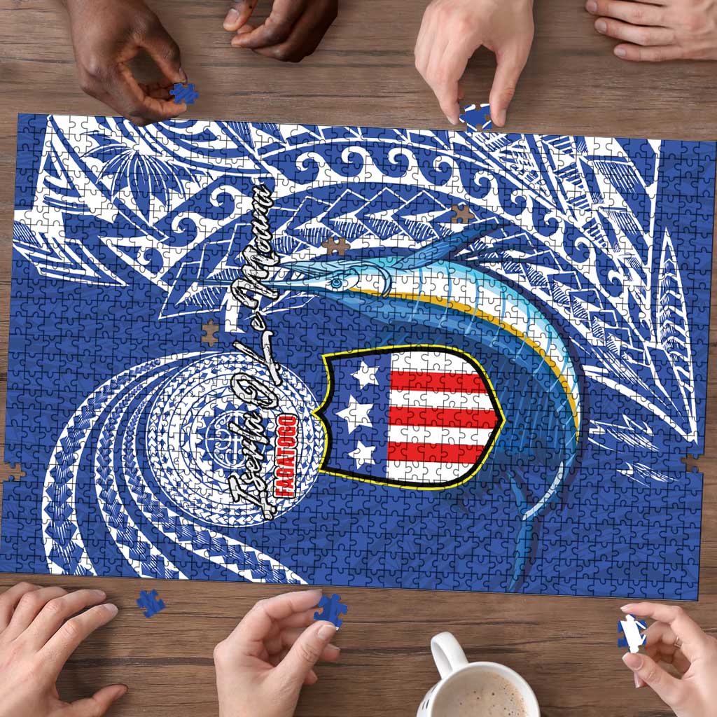 American Samoa Flag Day Puzzle Fautasi Race Fagatogo-Iseula O Le Moana Sailfish Tribal Style