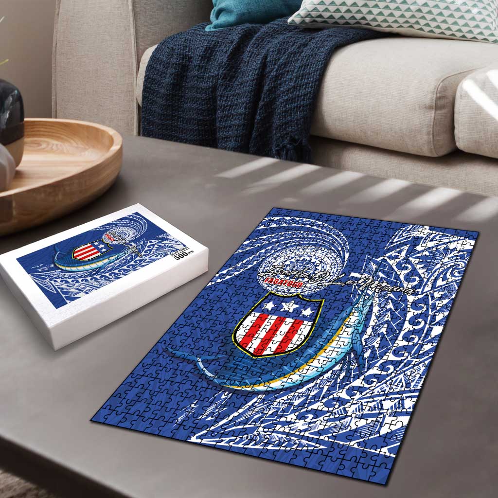 American Samoa Flag Day Puzzle Fautasi Race Fagatogo-Iseula O Le Moana Sailfish Tribal Style