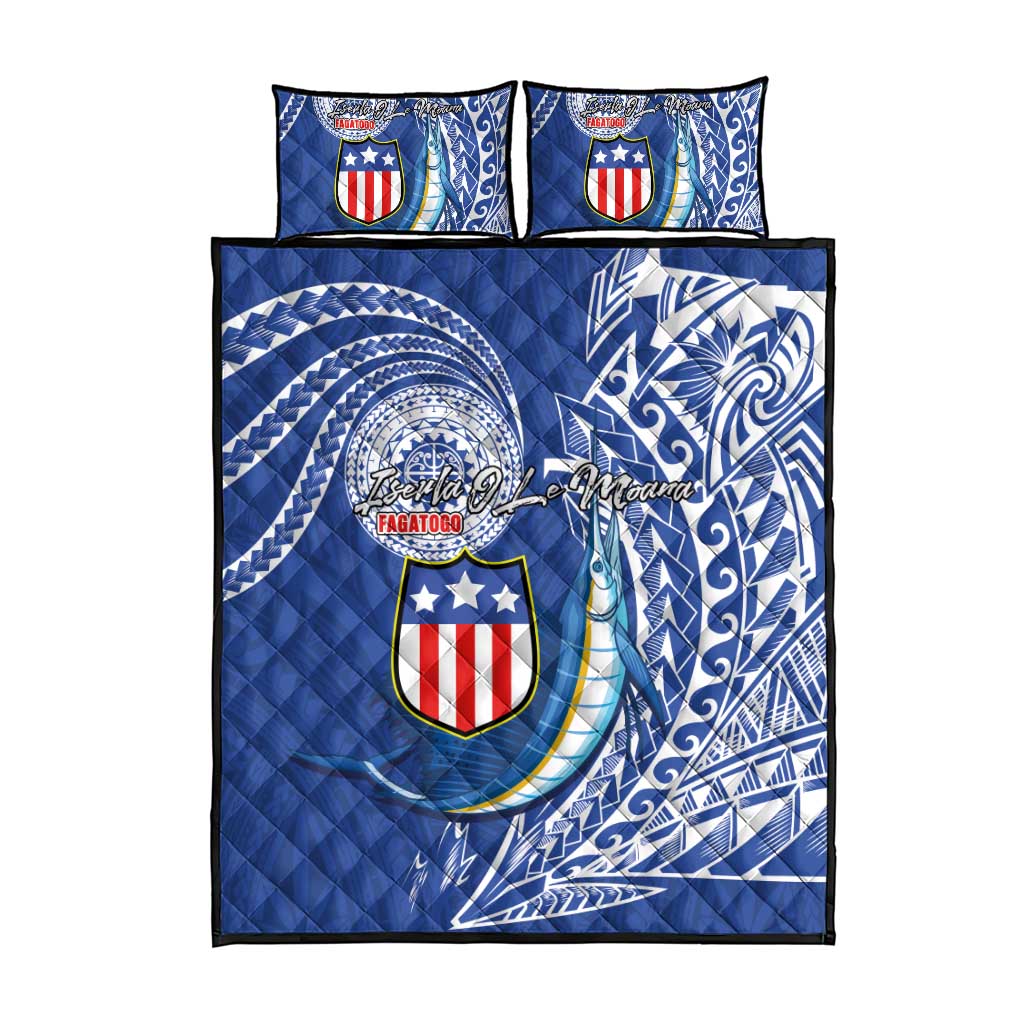American Samoa Flag Day Quilt Bed Set Fautasi Race Fagatogo-Iseula O Le Moana Sailfish Tribal Style