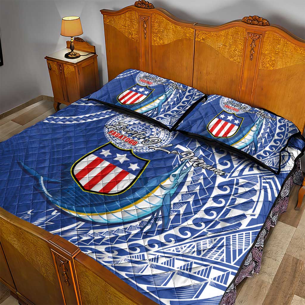 American Samoa Flag Day Quilt Bed Set Fautasi Race Fagatogo-Iseula O Le Moana Sailfish Tribal Style