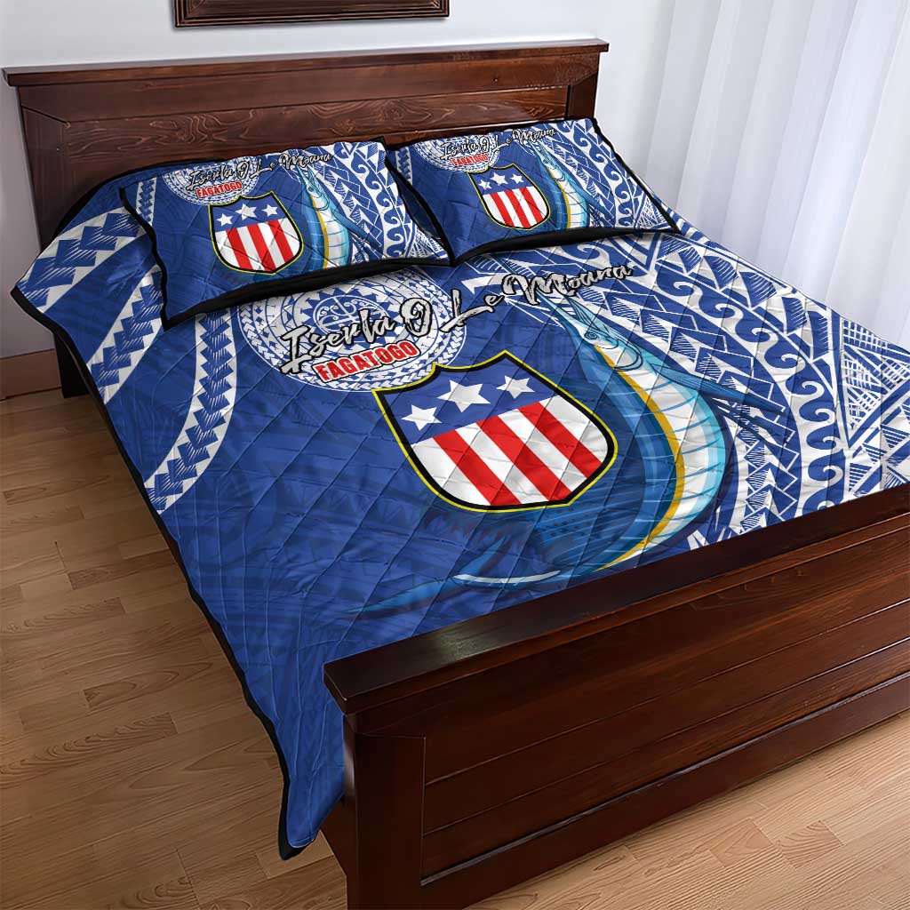 American Samoa Flag Day Quilt Bed Set Fautasi Race Fagatogo-Iseula O Le Moana Sailfish Tribal Style