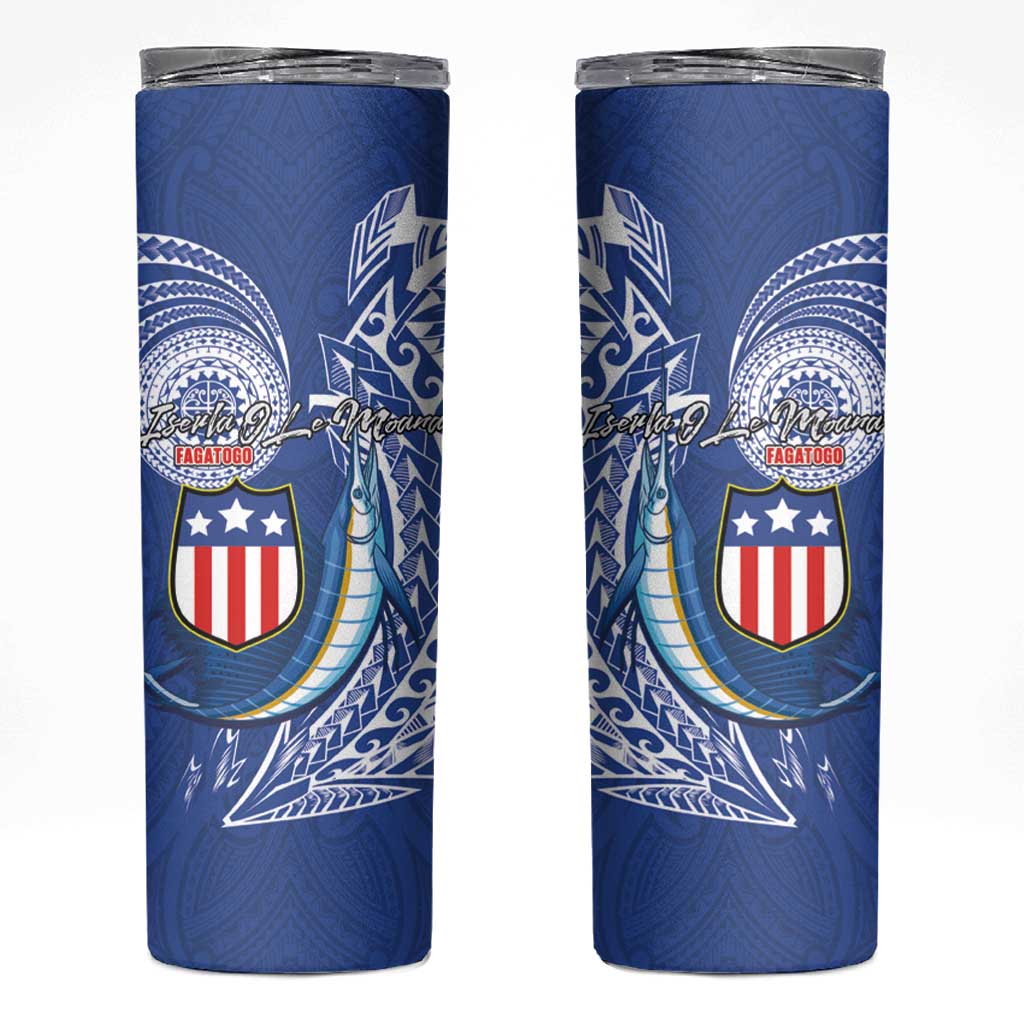 American Samoa Flag Day Skinny Tumbler Fautasi Race Fagatogo-Iseula O Le Moana Sailfish Tribal Style LT03 Multicolor - Polynesian Pride