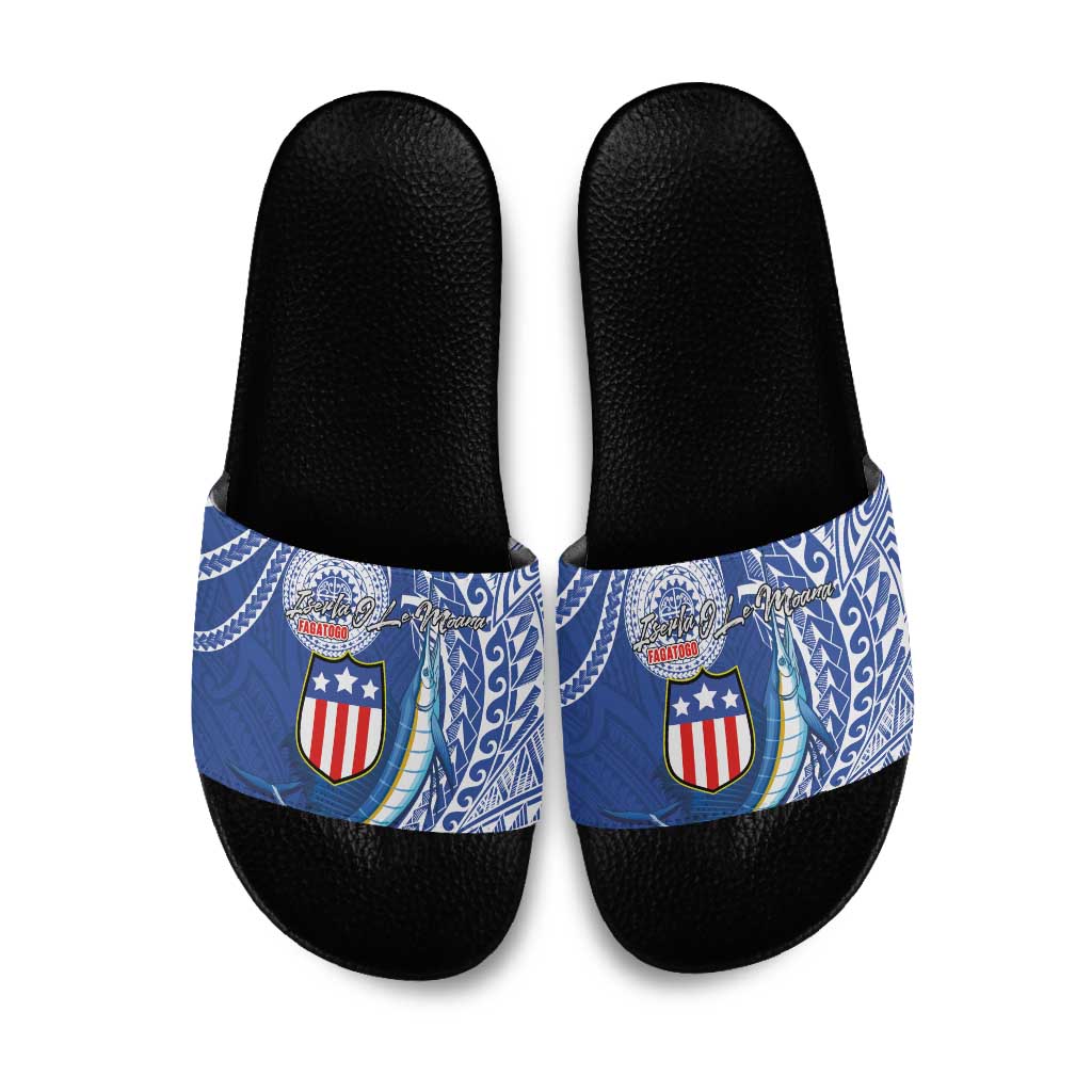 American Samoa Flag Day Slide Sandals Fautasi Race Fagatogo-Iseula O Le Moana Sailfish Tribal Style