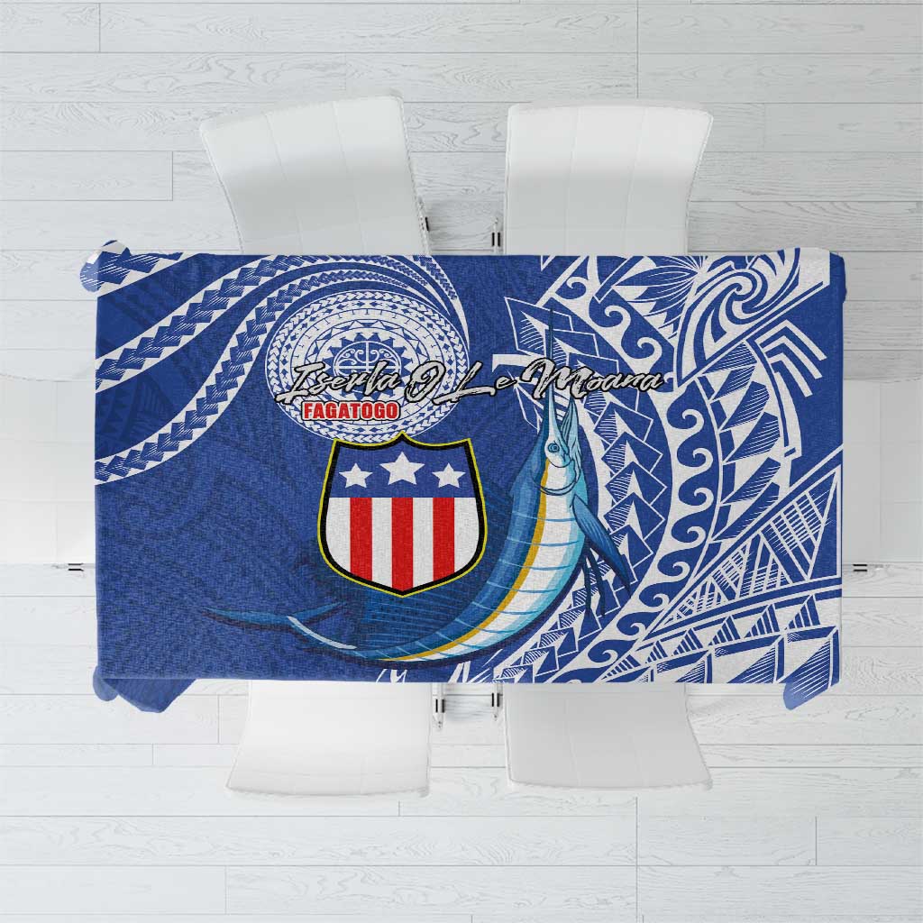 American Samoa Flag Day Tablecloth Fautasi Race Fagatogo-Iseula O Le Moana Sailfish Tribal Style