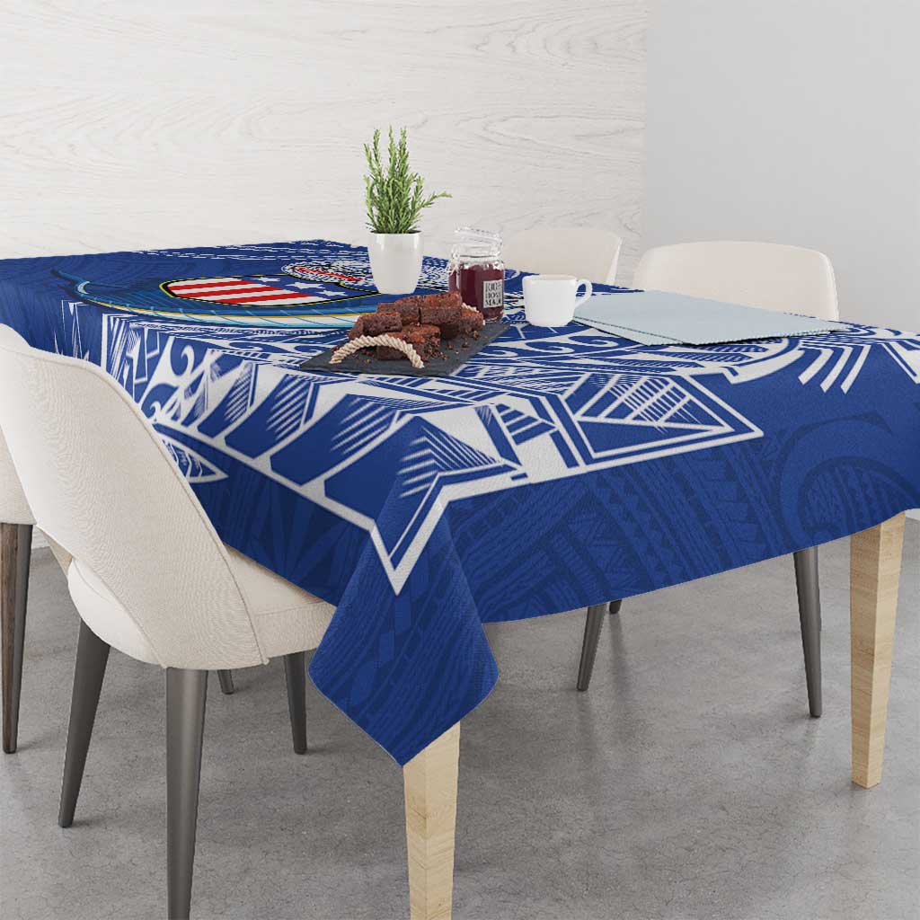 American Samoa Flag Day Tablecloth Fautasi Race Fagatogo-Iseula O Le Moana Sailfish Tribal Style