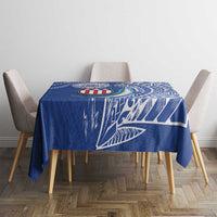 American Samoa Flag Day Tablecloth Fautasi Race Fagatogo-Iseula O Le Moana Sailfish Tribal Style