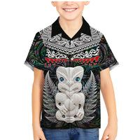 New Zealand Hei Tiki Family Matching Mermaid Dress and Hawaiian Shirt Maori Green Papua Shell Pattern LT03 Son's Shirt Green - Polynesian Pride