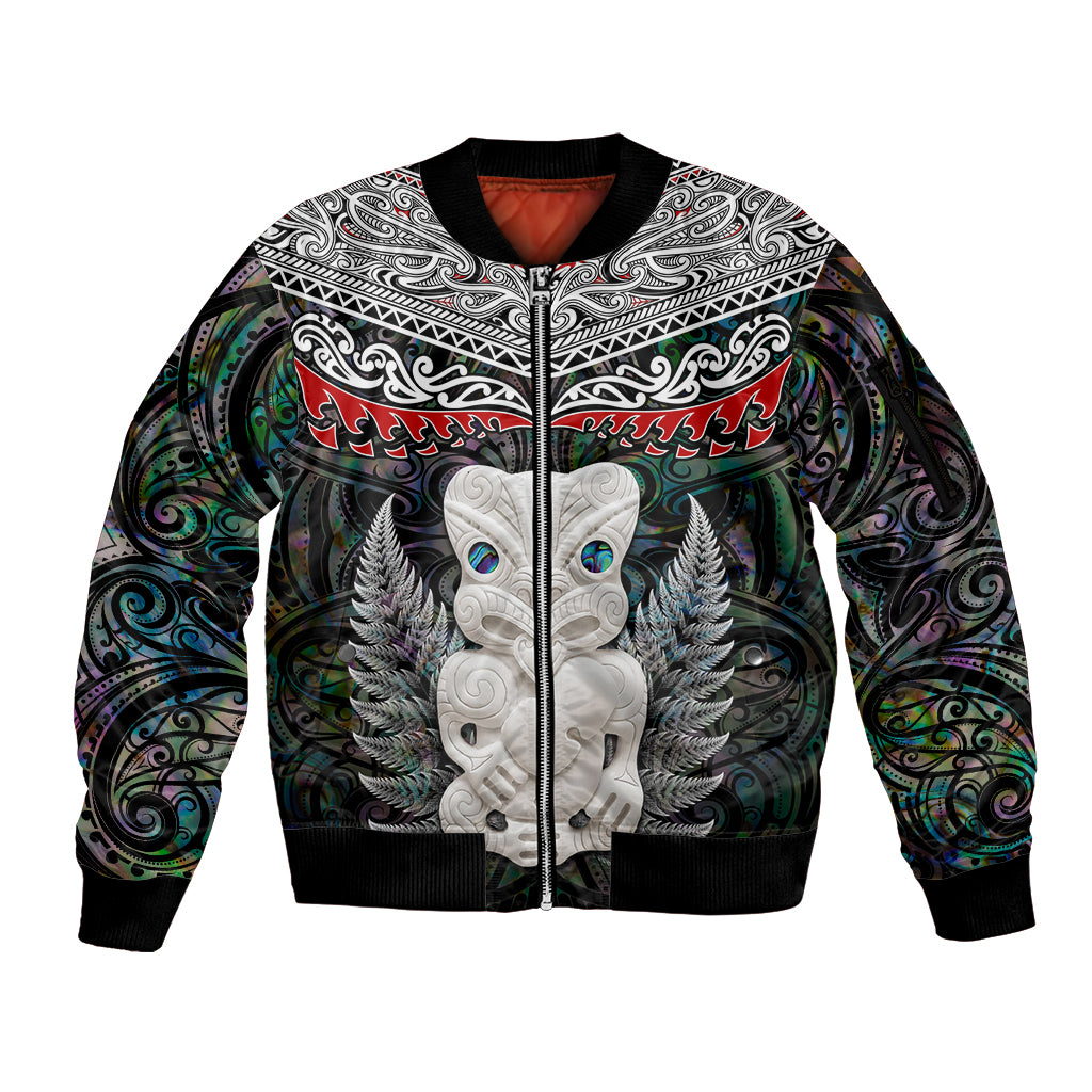New Zealand Hei Tiki Sleeve Zip Bomber Jacket Maori Green Papua Shell Pattern LT03 Unisex Green - Polynesian Pride
