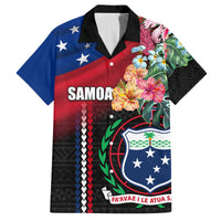 Personalised Samoa Indenpendence Day Family Matching Summer Maxi Dress and Hawaiian Shirt Tropical Samoan Coat of Arms With Siapo Pattern LT03 Dad's Shirt - Short Sleeve Black - Polynesian Pride