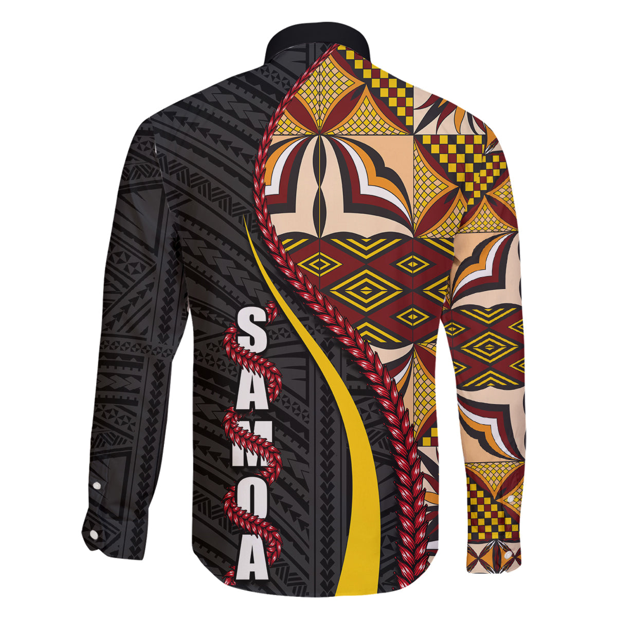 Samoa Siapo Ula Fala Family Matching Long Sleeve Bodycon Dress and Hawaiian Shirt Polynesian Tribal Pattern LT03 - Polynesian Pride