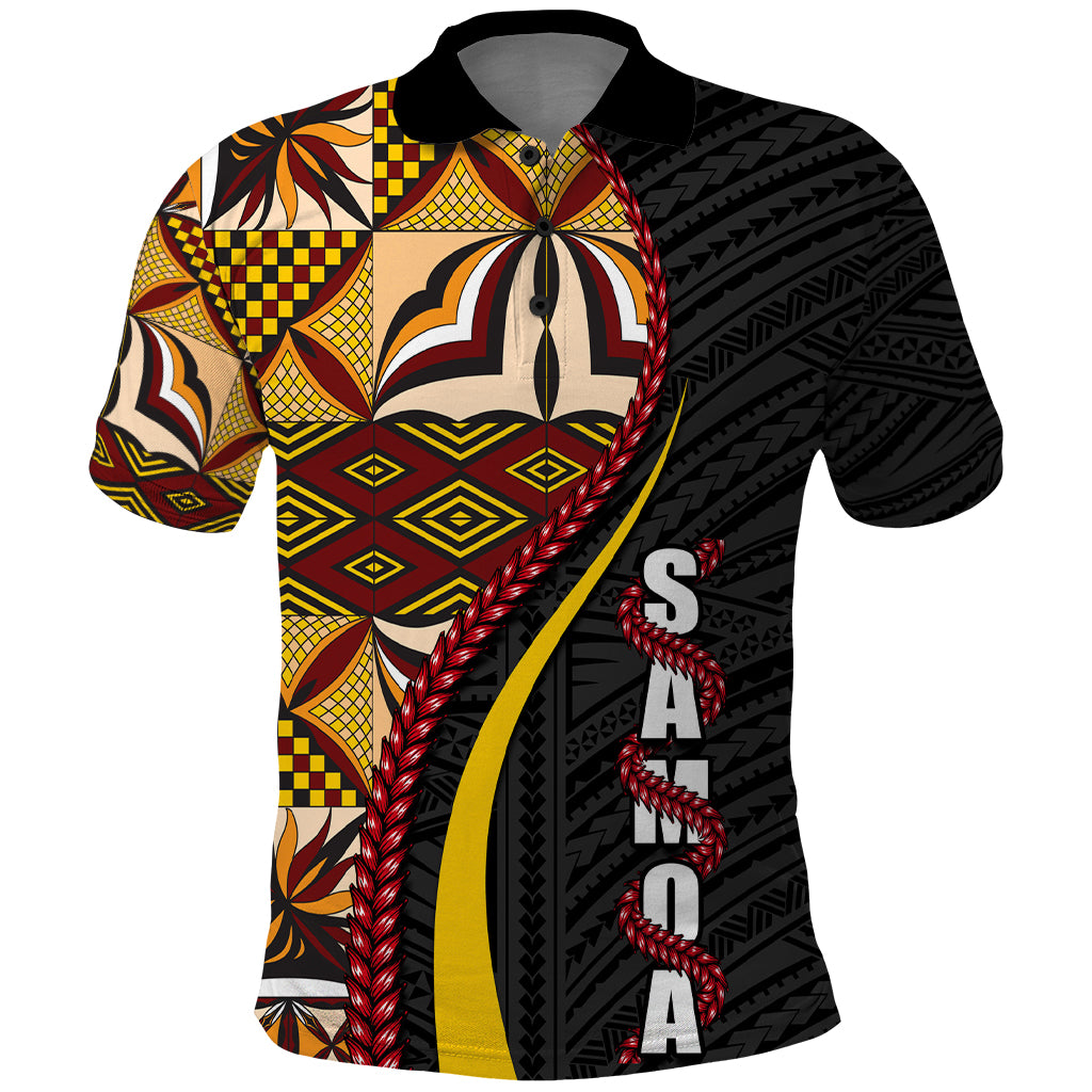 Samoa Siapo Ula Fala Polo Shirt Polynesian Tribal Pattern LT03 Black - Polynesian Pride