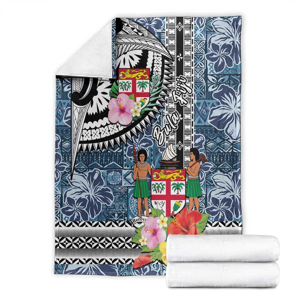 Fiji Day Blanket Traditional Tapa with Hibiscus and Emblems