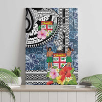 Fiji Day Canvas Wall Art Traditional Tapa with Hibiscus and Emblems
