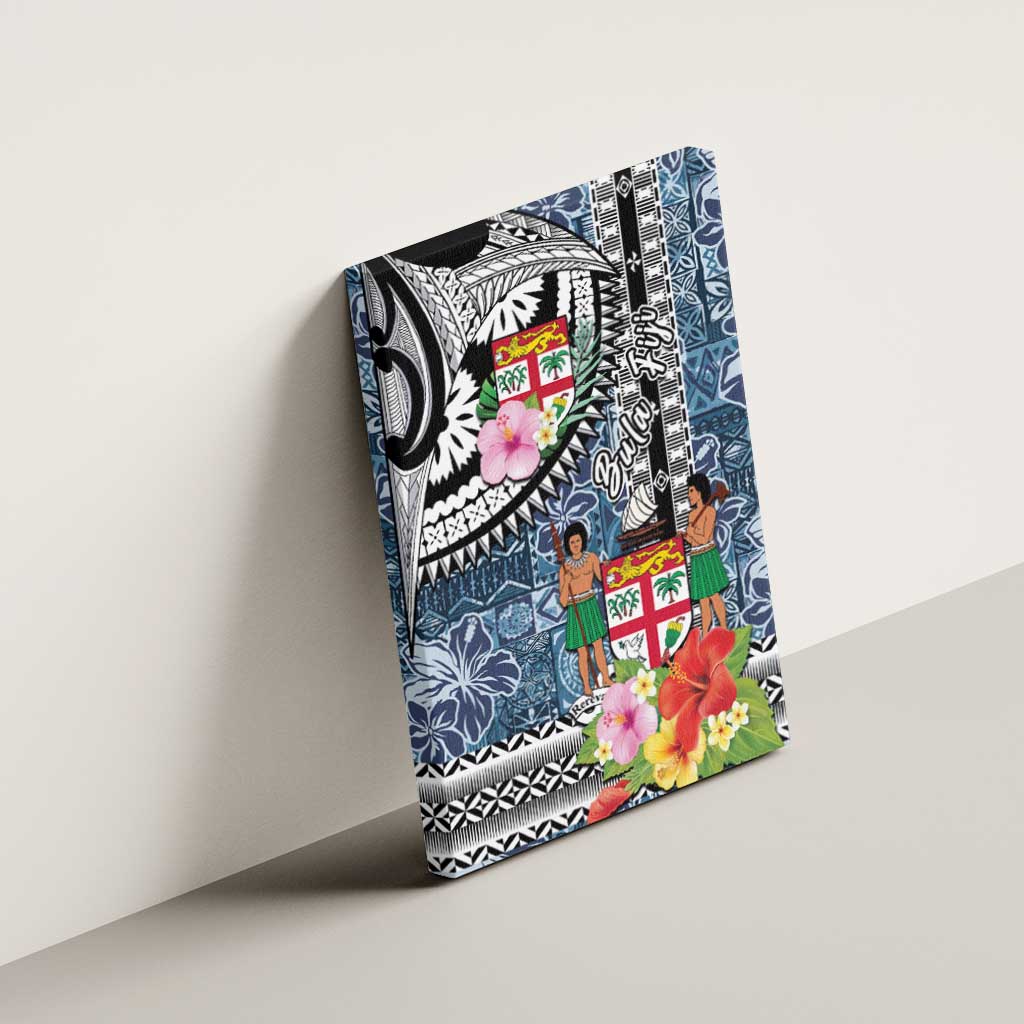 Fiji Day Canvas Wall Art Traditional Tapa with Hibiscus and Emblems