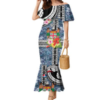 Fiji Day Family Matching Mermaid Dress and Hawaiian Shirt Traditional Tapa with Hibiscus and Emblems