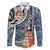 Fiji Day Family Matching Off The Shoulder Long Sleeve Dress and Hawaiian Shirt Traditional Tapa with Hibiscus and Emblems