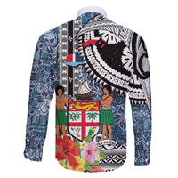Fiji Day Family Matching Off The Shoulder Long Sleeve Dress and Hawaiian Shirt Traditional Tapa with Hibiscus and Emblems