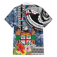 Fiji Day Family Matching Puletasi and Hawaiian Shirt Traditional Tapa with Hibiscus and Emblems