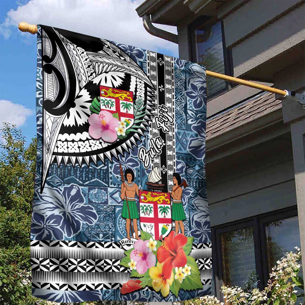Fiji Day Garden Flag Traditional Tapa with Hibiscus and Emblems