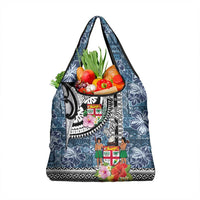 Fiji Day Grocery Bag Traditional Tapa with Hibiscus and Emblems