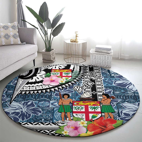 Home / Products / Fiji Day Round Carpet Traditional Tapa with Hibiscus ...