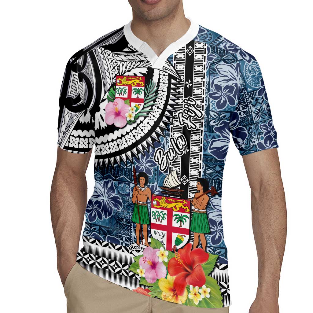 Fiji Day Rugby Jersey Traditional Tapa with Hibiscus and Emblems