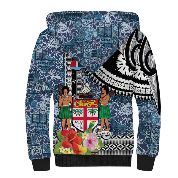 Fiji Sherpa Hoodie Suva Noqu Suva Hibiscus Flowers Fijian Patterns main image 1