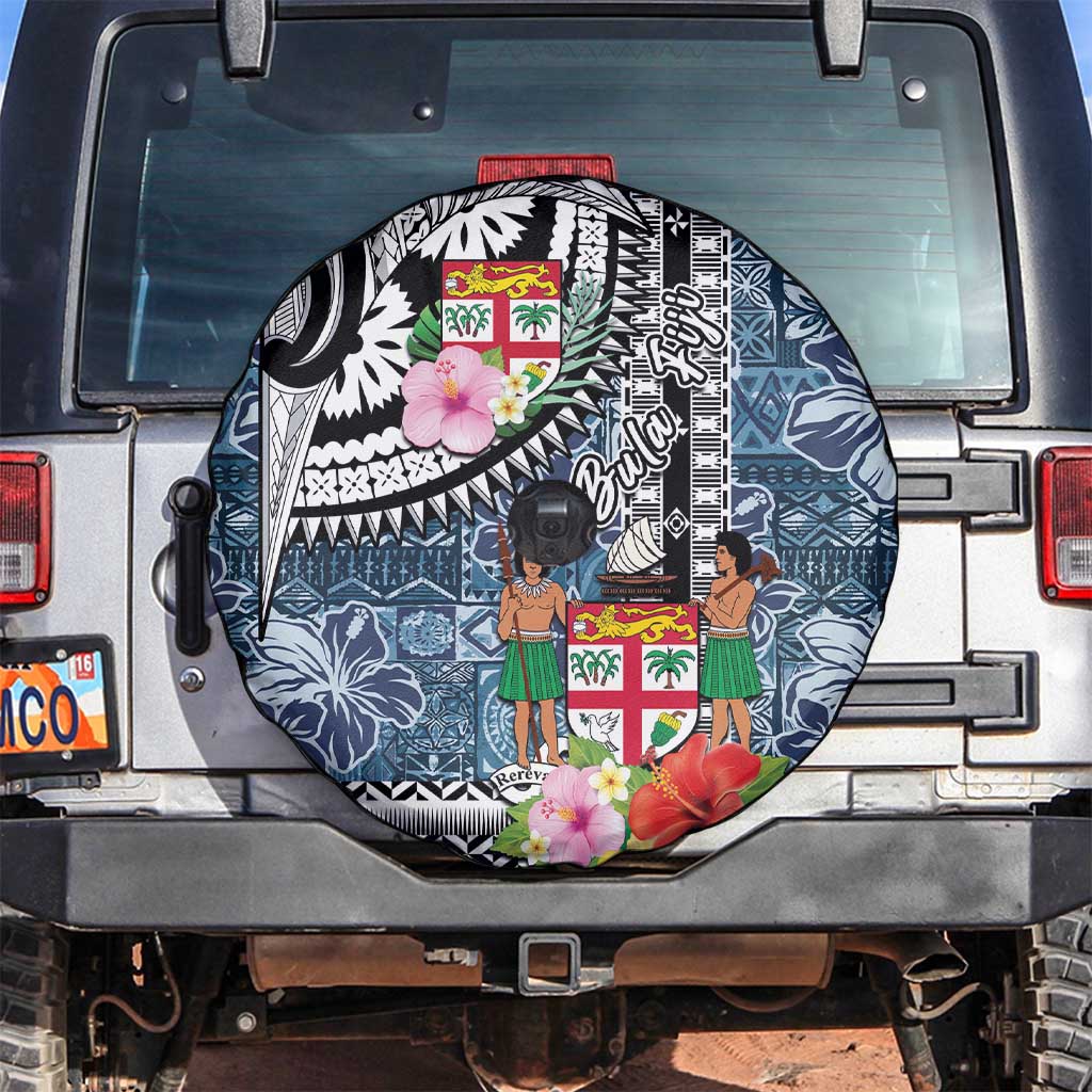 Fiji Day Spare Tire Cover Traditional Tapa with Hibiscus and Emblems LT03 4 inches - Polynesian Pride