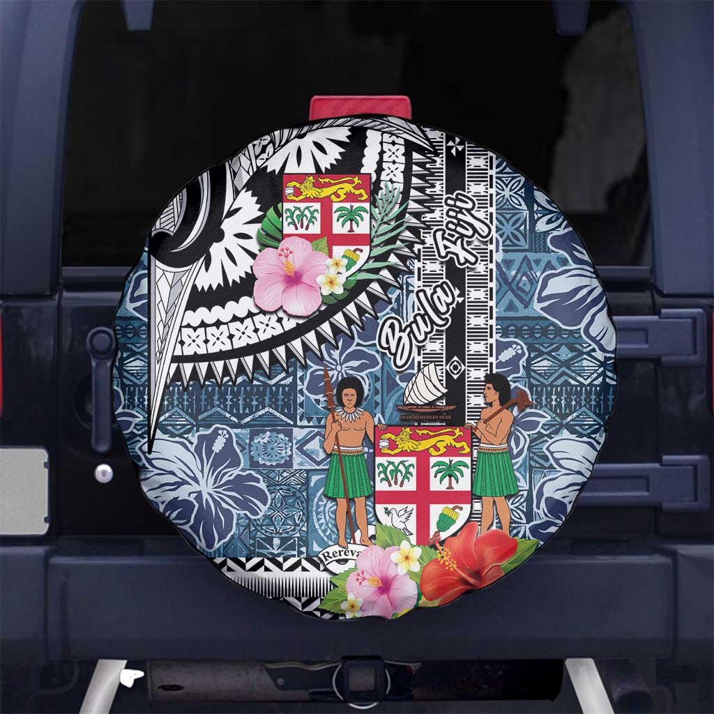 Fiji Day Spare Tire Cover Traditional Tapa with Hibiscus and Emblems LT03 No hole - Polynesian Pride