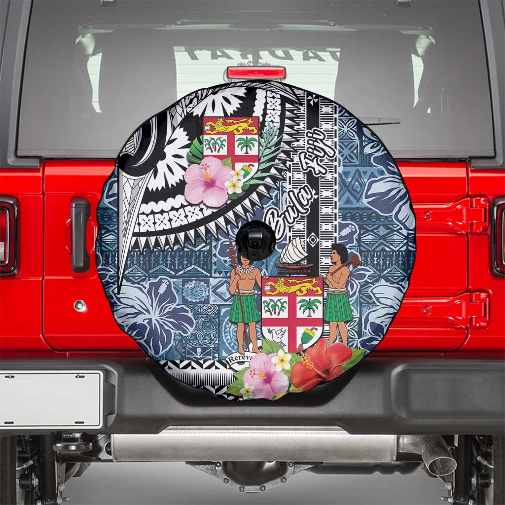 Fiji Day Spare Tire Cover Traditional Tapa with Hibiscus and Emblems LT03 - Polynesian Pride
