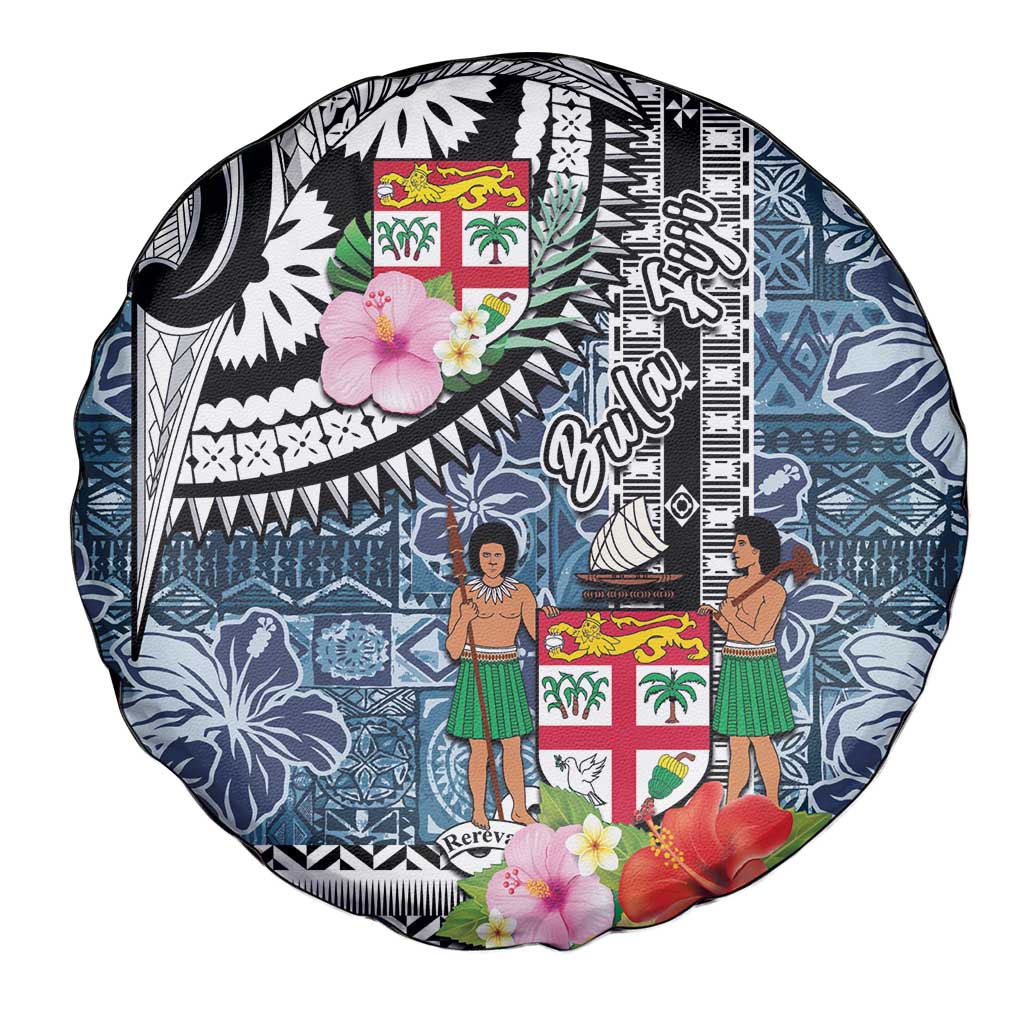 Fiji Day Spare Tire Cover Traditional Tapa with Hibiscus and Emblems LT03 - Polynesian Pride