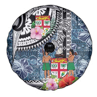 Fiji Day Spare Tire Cover Traditional Tapa with Hibiscus and Emblems LT03 - Polynesian Pride
