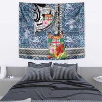 Fiji Day Tapestry Traditional Tapa with Hibiscus and Emblems