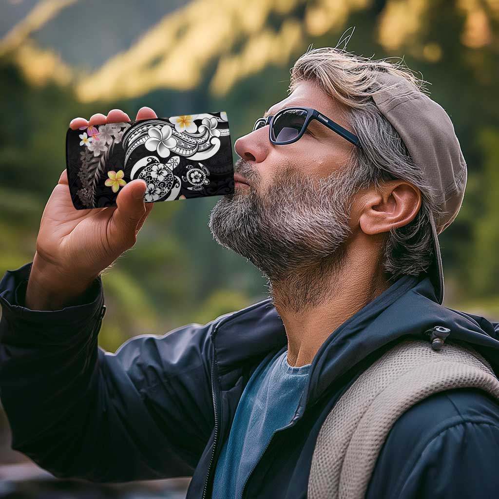 Hawaiian Tropical Plumeria Turtles 4 in 1 Can Cooler Tumbler Polynesian Art Tattoo