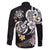 Hawaiian Tropical Plumeria Turtles Family Matching Off The Shoulder Long Sleeve Dress and Hawaiian Shirt Polynesian Art Tattoo