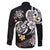 Hawaiian Tropical Plumeria Turtles Family Matching Off Shoulder Short Dress and Hawaiian Shirt Polynesian Art Tattoo