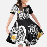 Hawaiian Tropical Plumeria Turtles Family Matching Summer Maxi Dress and Hawaiian Shirt Polynesian Art Tattoo LT03 Daughter's Dress - Polynesian Pride
