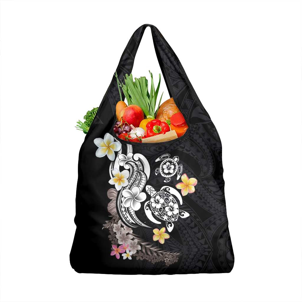 Hawaiian Tropical Plumeria Turtles Grocery Bag Polynesian Art Tattoo