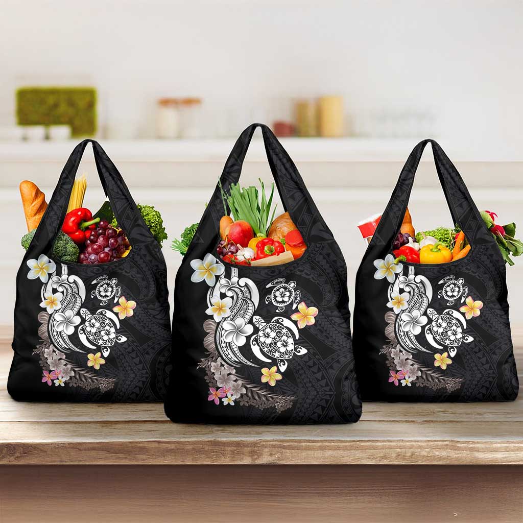 Hawaiian Tropical Plumeria Turtles Grocery Bag Polynesian Art Tattoo