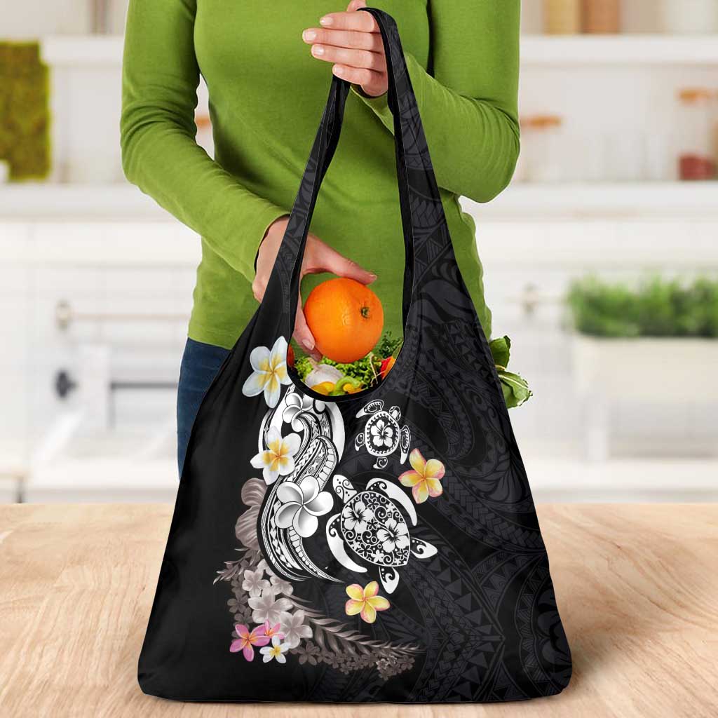 Hawaiian Tropical Plumeria Turtles Grocery Bag Polynesian Art Tattoo