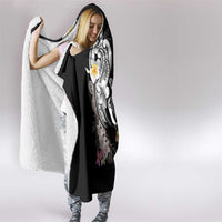 Hawaiian Tropical Plumeria Turtles Hooded Blanket Polynesian Art Tattoo