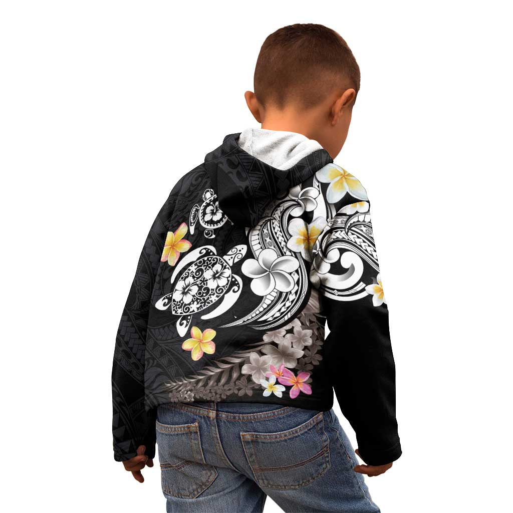 Hawaiian Tropical Plumeria Turtles Kid Hoodie Polynesian Art Tattoo